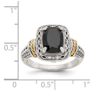 Shey Couture Sterling Silver with 14K Accent Antiqued Black Onyx Ring QQTC1130-7