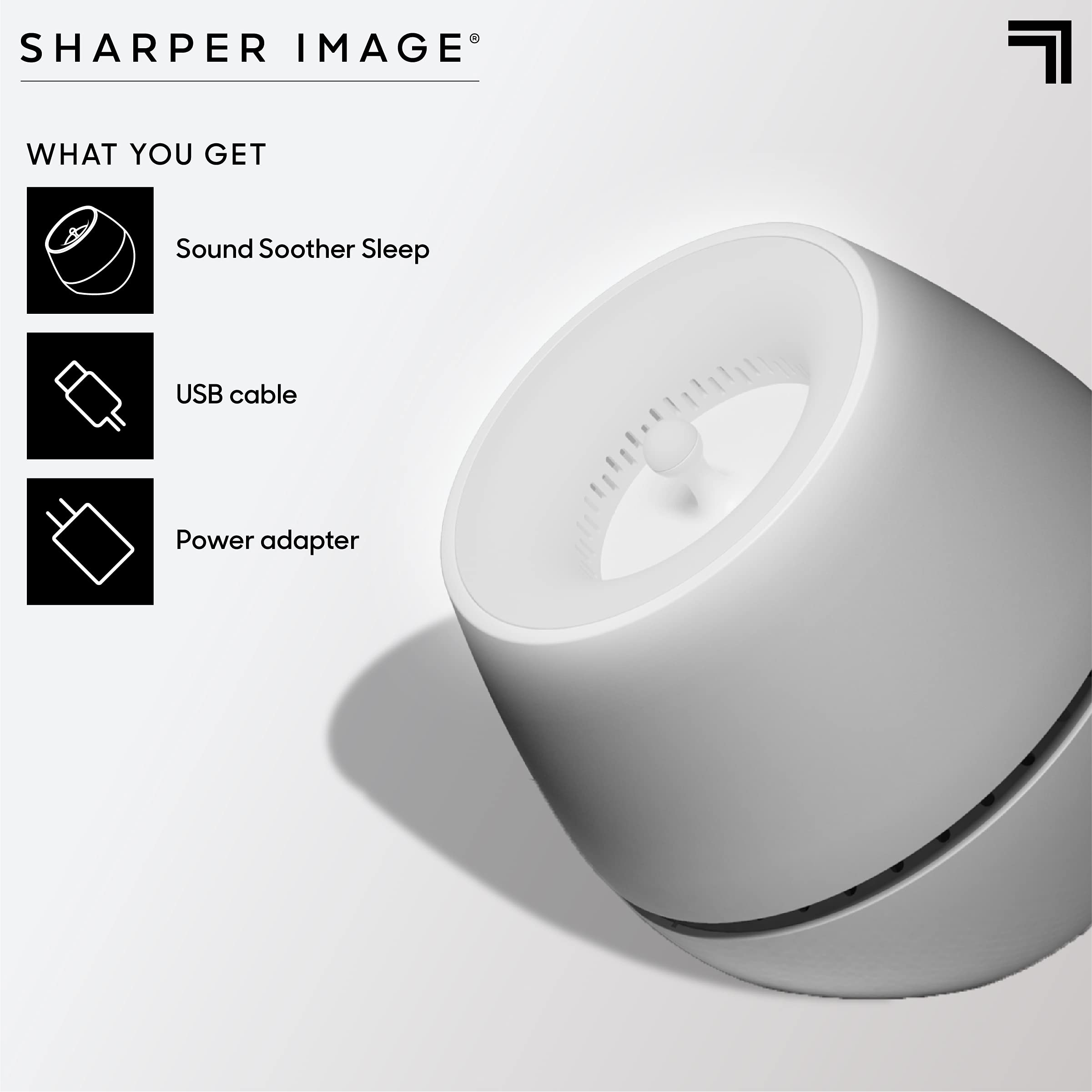 SHARPER IMAGE Sound Soother White Noise Machine, Night Light with 3 Glow Modes, Portable Sleep Therapy for Babies & Adults, Adjustable Pitch & Tone, Meditation, Relaxation, Stress Relief