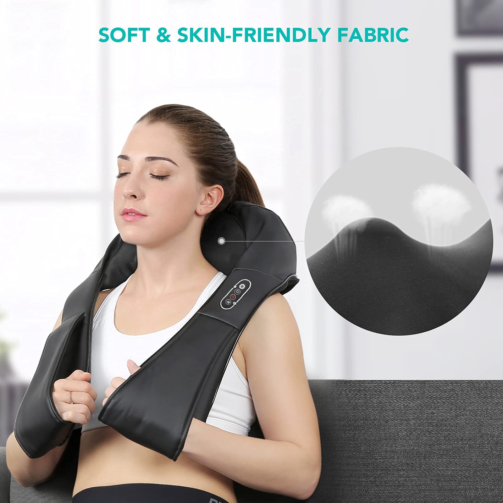 Neck Shoulder Massage with Soothing Heat, Electric Shiatsu Back Massager 3D Deep Tissue Kneading Massagers for Full Body Muscle Pain Relief Relax, Christmas Birthday Gift, Black