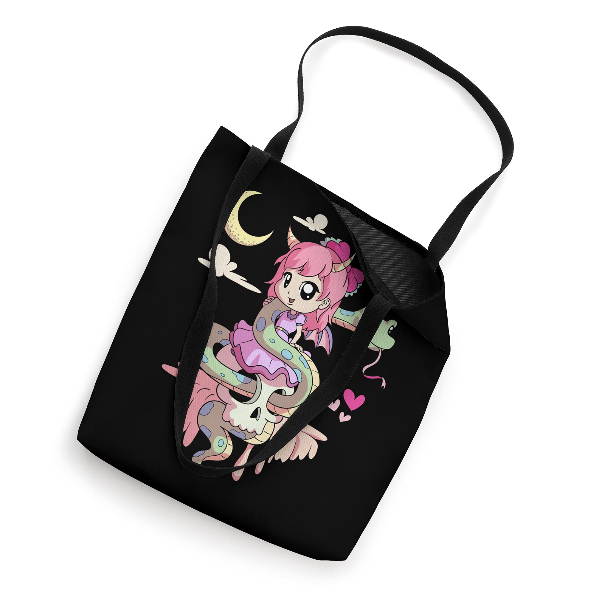 Kawaii Pastel Goth Chibi Anime Girl Skull Cute CreepySnake Tote Bag