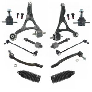 TRQ 12 Piece Steering Suspension Kit Control Arms Ball Joints Inner & Outer Tie Rods Sway Bar End Links for Volvo XC90