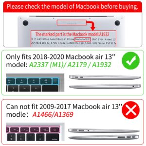 Watbro Compatible with MacBook Air 13 Inch Laptop Case 2020 2019 2018 Release A2337 M1/A2179/A1932,Colorful Marble Case with Keyboard Cover Skin for MacBook Air 2020 with Touch ID