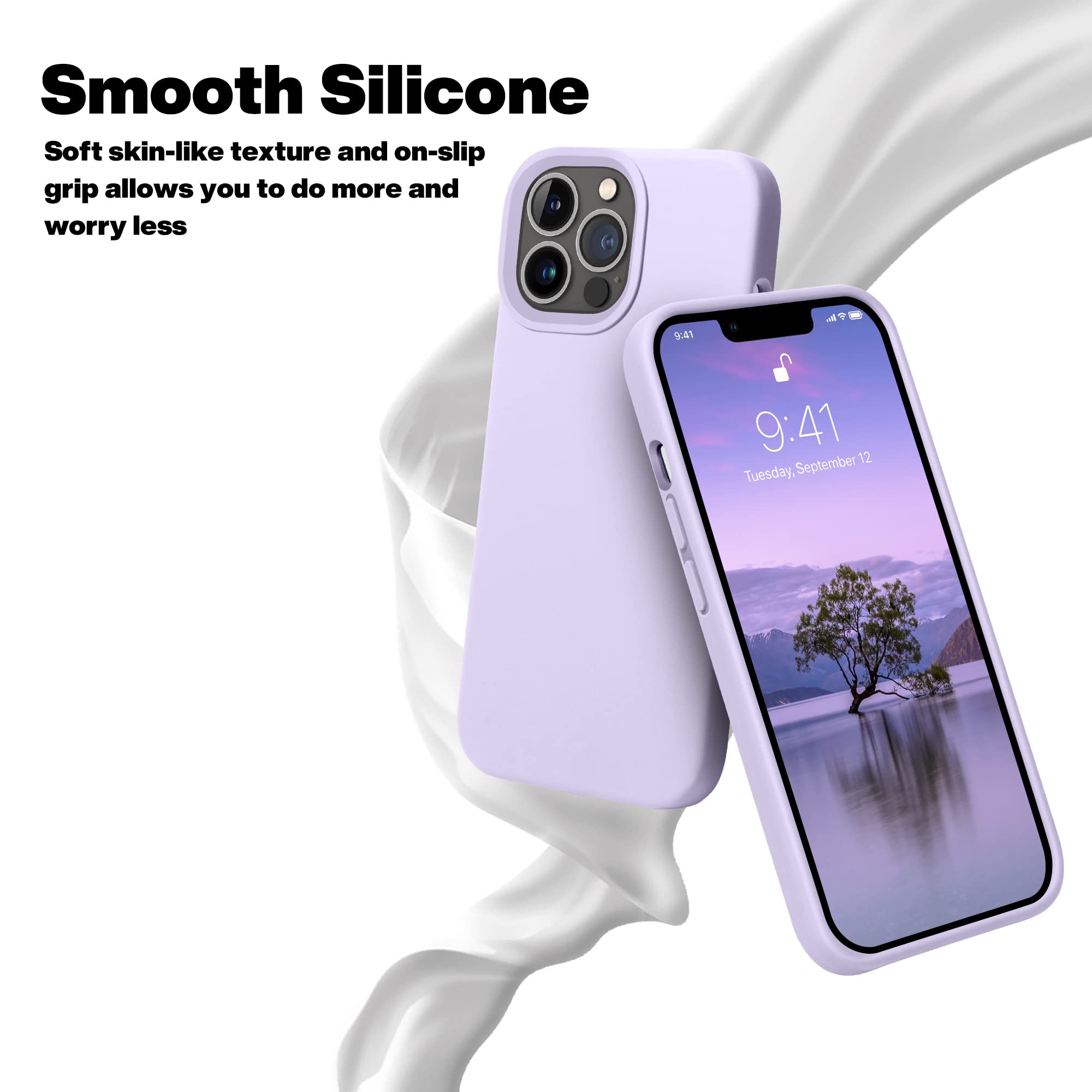 OTOFLY Designed for iPhone 13 Pro Max Case, Silicone Shockproof Slim Thin Phone Case for iPhone 13 Pro Max 6.7 inch (Cloud Mauve)