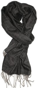 veronz super soft luxurious classic cashmere feel winter scarf with gift box (black gray herringbone gift 1)