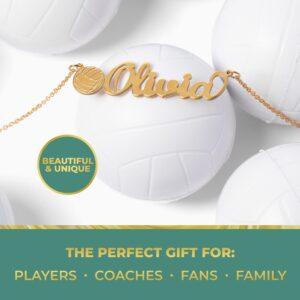 Brilliant Bijou Personalized Name Necklace 14k Gold Plated Silver | Basketball, Football, Volleyball, Baseball Customized Athlete Sports Pendant Chains for Men and Women