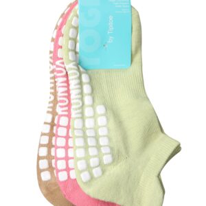 RONNOX Women's 6-Pairs Anti-Skid Non-Slip Silicone-Gripper Low Cut Cushioned Socks, For Yoga Pilates & Barre, Small/Medium, RY04-B-SM