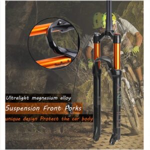 Jejy Tapered Tube Suspension Front Fork 26" 27.5" 29" Mountain Bike Accessories Air Forks Manual Lockout/Remote Lockout Magnesium Alloy (Color : Black Manual Lockout, Size : 26)