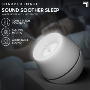 SHARPER IMAGE Sound Soother White Noise Machine, Night Light with 3 Glow Modes, Portable Sleep Therapy for Babies & Adults, Adjustable Pitch & Tone, Meditation, Relaxation, Stress Relief