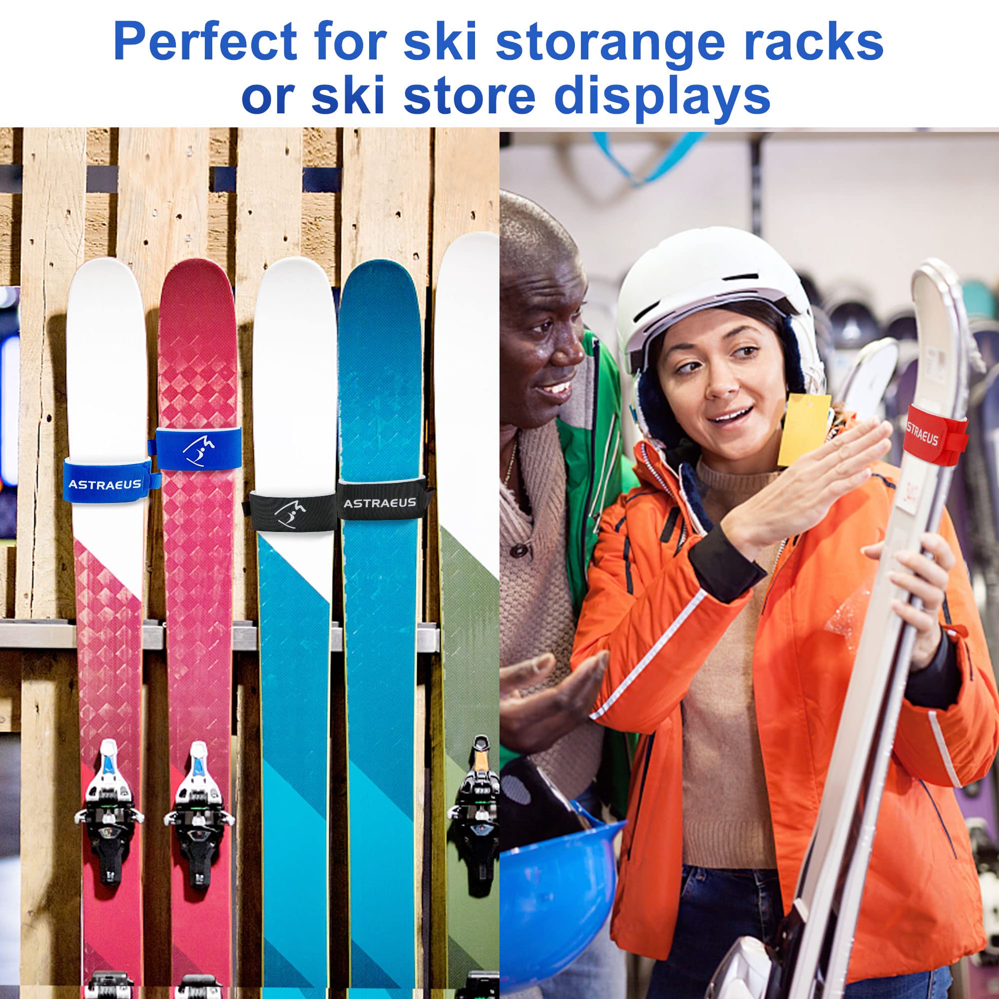 ASTRAEUS 6 pcs Ski Fastener Straps Adjustable Ski Wraps Ties (Orange)…