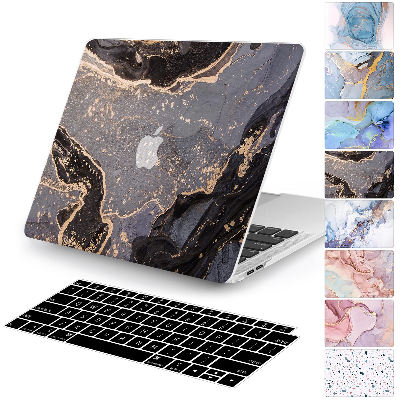 Watbro Compatible with MacBook Air 13 Inch Laptop Case 2020 2019 2018 Release A2337 M1/A2179/A1932,Colorful Marble Case with Keyboard Cover Skin for MacBook Air 2020 with Touch ID