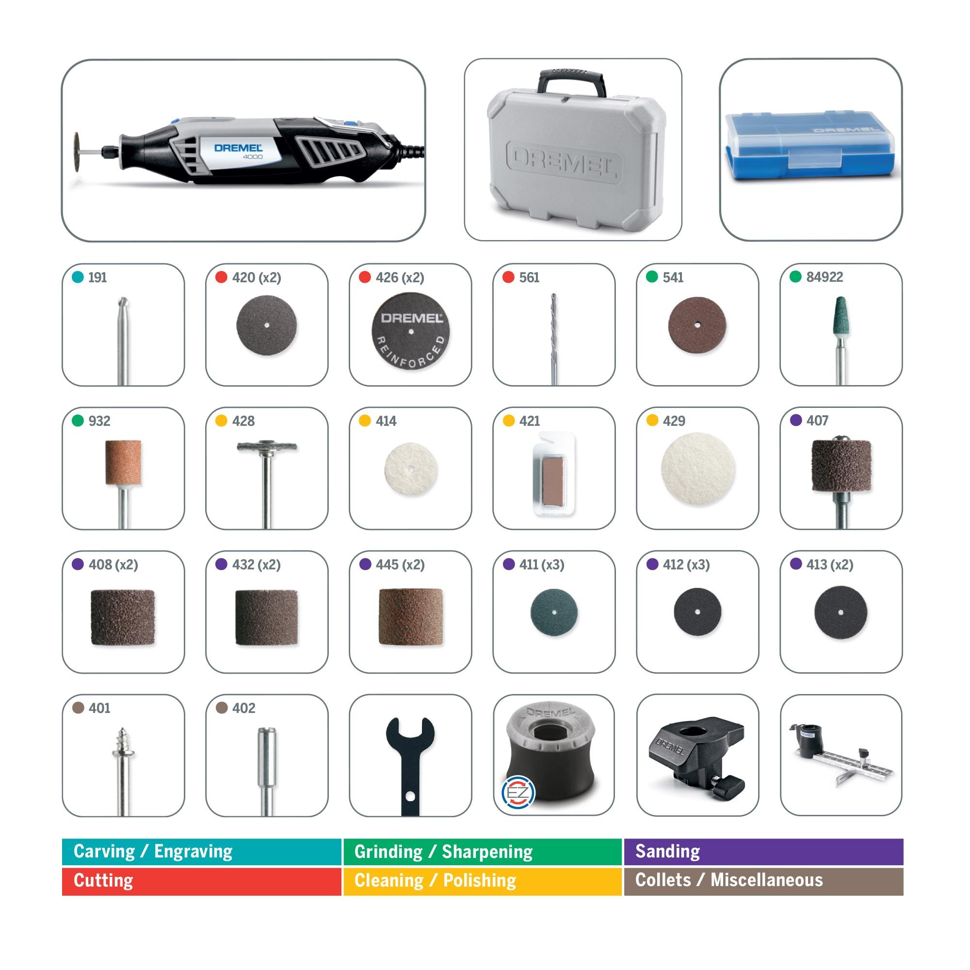 Dremel 4000-2/30 High Performance Rotary Tool Kit- 2 Attachments & 30 Accessories- Grinder, Sander, Engraver with BOSCH 24 Piece Impact Tough Screwdriving Custom Case System Set SDMS24