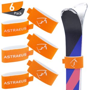 ASTRAEUS 6 pcs Ski Fastener Straps Adjustable Ski Wraps Ties (Orange)…