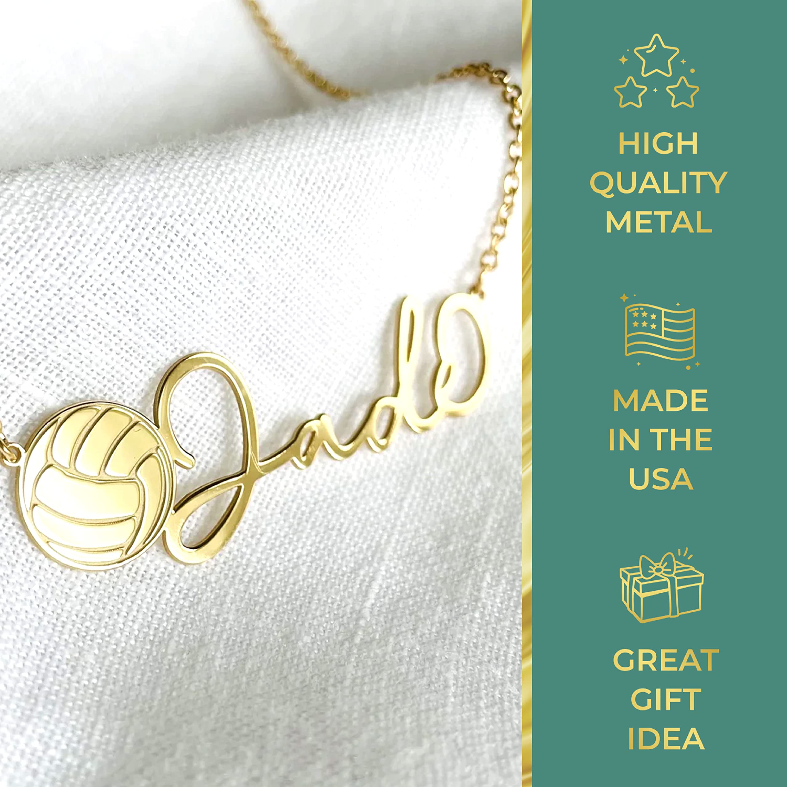 Brilliant Bijou Personalized Name Necklace 14k Gold Plated Silver | Basketball, Football, Volleyball, Baseball Customized Athlete Sports Pendant Chains for Men and Women