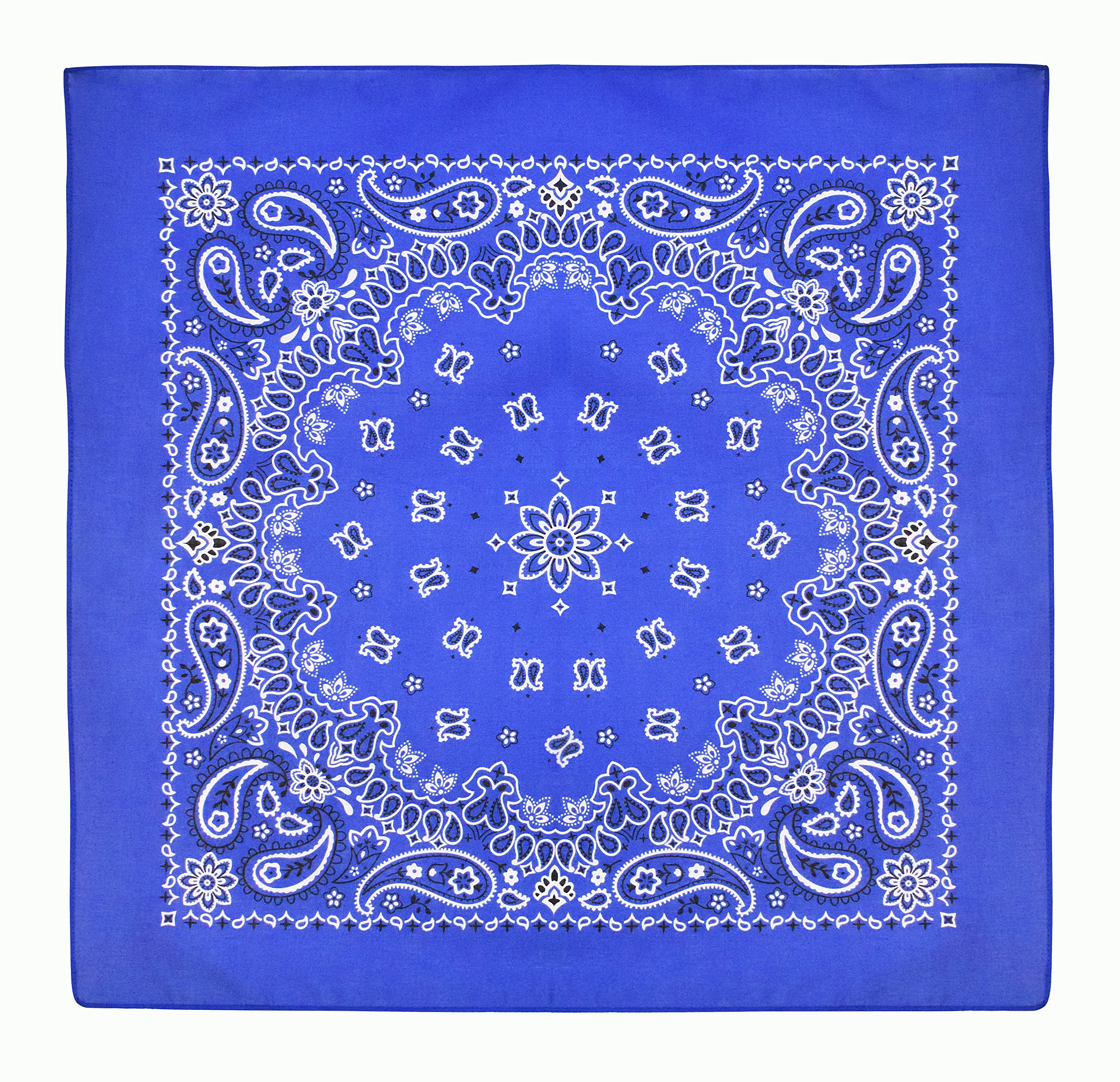 EVERY-VILLE Where EVERYone is Welcome 6-Pack Large Cotton Bandanas for Men - Paisley, 22x22 In, Red Black Blue - Cowboy Head Handkerchief Pocket Squares