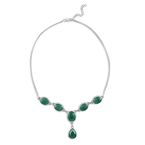 Stauer - Women's Carnaval Faceted Emerald Necklace, 50 Carats Total Weight Emerald Necklace, 18" Chain with Shepherd's Hook Clasp