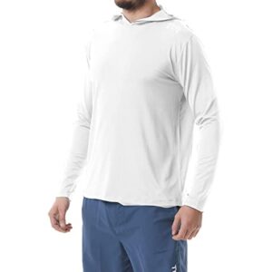 TYR Men's Standard Long Sleeve Sun Protection Performance Hoodie Shirt UPF 50+, White, XX-Large