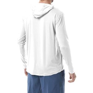 TYR Men's Standard Long Sleeve Sun Protection Performance Hoodie Shirt UPF 50+, White, XX-Large