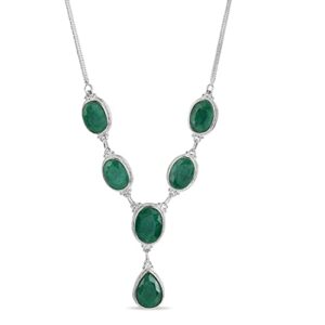 stauer - women's carnaval faceted emerald necklace, 50 carats total weight emerald necklace, 18" chain with shepherd's hook clasp