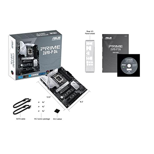 ASUS Prime Z690-P D4 LGA 1700 (Intel 12th Gen) ATX Motherboard (PCIe 5.0,DDR4,14+1 Power Stages, 3X M.2,2.5Gb LAN,V-M.2 e-Key,Front Panel USB 3.2 Gen 1 USB Type-C,Thunderbolt 4 Support, Arua Sync)