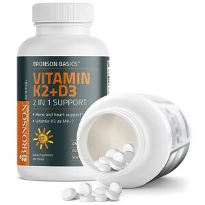 Bronson Basics Vitamin K2 D3 (MK7) Supplement Non-GMO Formula 5000IU (125 mcg) Vitamin D3 & 90 mcg Vitamin K2 MK-7 Easy to Swallow Vitamin D & K Complex, 360 Tablets