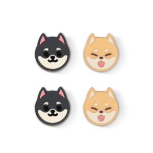 geekshare cute animal theme thumb grip caps,compatible with nintendo switch/oled/switch lite,soft silicone joystick cover,4pcs - shiba inu