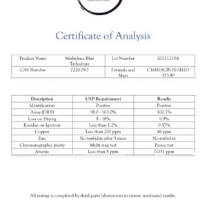 COMPASS LABORATORY Methylene Blue Pharmaceutical Grade, USP Grade, Third-Party Tested Brain Health Dietary Supplement for Humans, No Formaldehyde, Made in USA (1% 50ml Bottle)