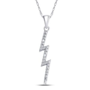 sterling silver womens round diamond-accent lightning bolt pendant .01 cttw