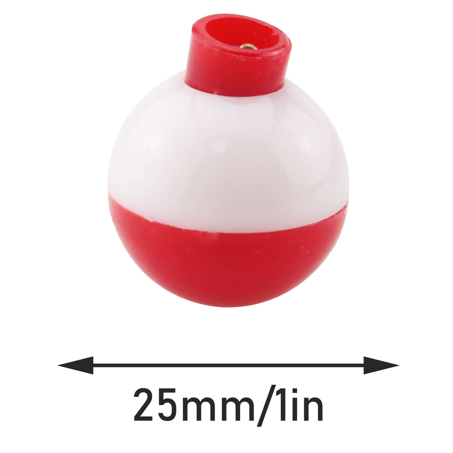 ZZHXSM Fishing Bobber 20PCS Red and White ABS Plastic Snap-on Fishing Floats Bobber Round Buoy Fishing Tackle Accessories 25mm/1inch