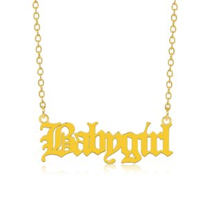 mrenite 10k 14k 18k solid yellow gold personalized name necklace – dainty large nameplate jewelry - custom old english font any name gift for women men