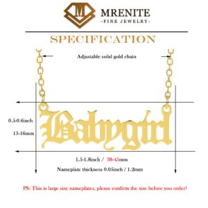 MRENITE 10k 14k 18k Solid Yellow Gold Personalized Name Necklace – Dainty Large Nameplate Jewelry - Custom Old English Font Any Name Gift for Women Men