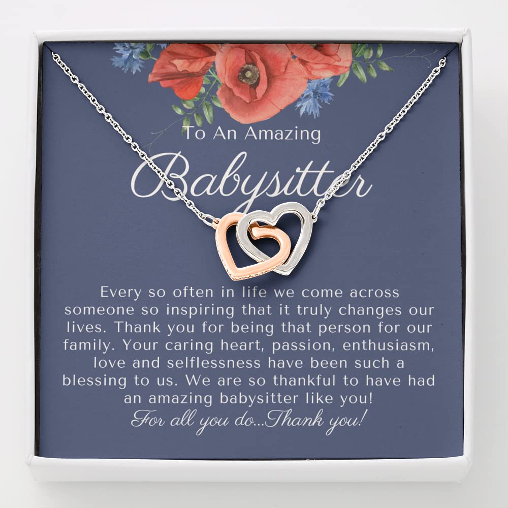 Babysitter Appreciation Gift Necklace, Nanny Thank you Gift, Farewell Party Leaving, Moving Away Gift for Babysitter - Box 1