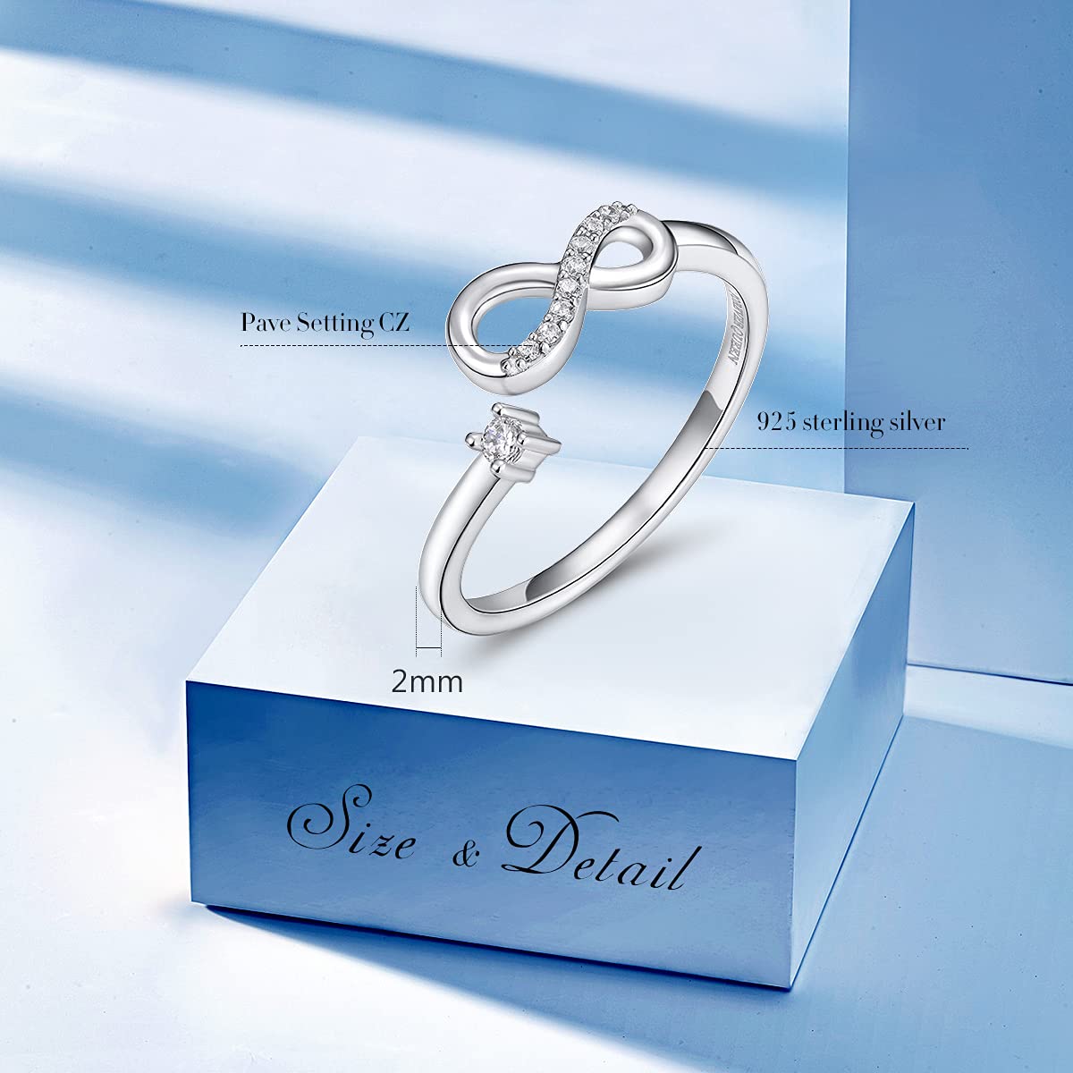 Infinity Ring Sterling Silver Infinity Forever Love Knot Ring for her 925 Sterling Silver Rings for Women