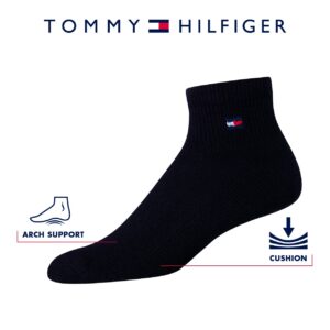 Tommy Hilfiger Men's Quarter Socks - 12 Pack Soft Cushion Athletic Ankle Socks for Men - Breathable Men's Sports Socks, Size 7-12, Solid White