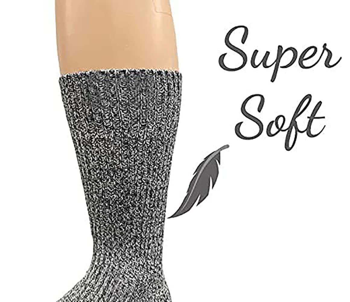 Sierra Socks Women's Thick Hiking Warm Wool Crew Socks (Black/Charcoal, Large)