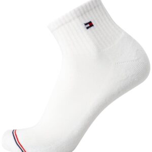 Tommy Hilfiger Men's Quarter Socks - 12 Pack Soft Cushion Athletic Ankle Socks for Men - Breathable Men's Sports Socks, Size 7-12, Solid White