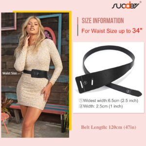 SUOSDEY Womens Leather Belt for Dress, Tie a Knot Genuine Leather Waist Belt for Jumpsuit Coat,black belt