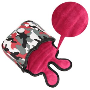 Golf Builder Red Camouflage Golf Club Square Mallet Putter Head Cover for Center Shaft Putters with Magnetic Closure