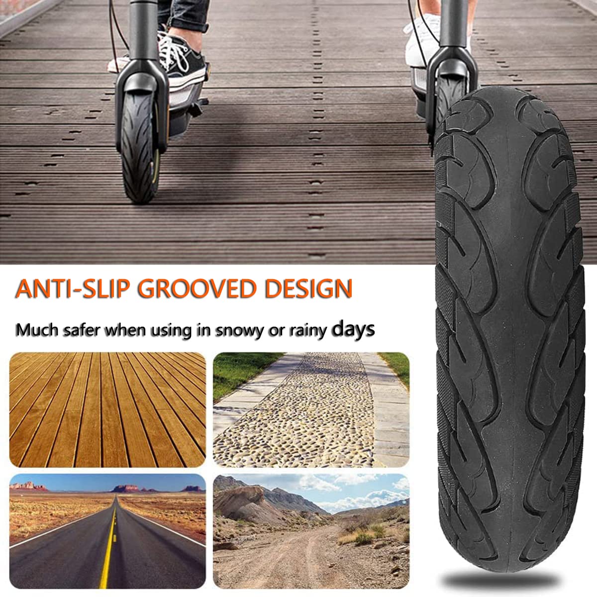 YBang 60/70-6.5 10 * 2.5 Solid Honeycomb Tire for Segway Ninebot Max G30 Electric Scooter Front Rear Tire Non-Slip Spare Tire Damping (1 PCE)