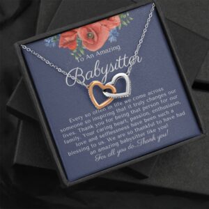 Babysitter Appreciation Gift Necklace, Nanny Thank you Gift, Farewell Party Leaving, Moving Away Gift for Babysitter - Box 1