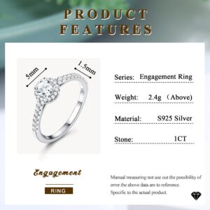 ZELORES 925 Sterling Silver Engagement Rings For Women 1 CT-2 CT 5A Cubic Zirconia Wedding Rings Round Solitaire Halo Promise Rings For Her Halo Ring Size 5-9(9)