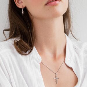 STARCHENIE Women's Note Cross Necklace Sterling Silver Treble Clef Crucifix Pendant Music Note Jewelry for Music Lover