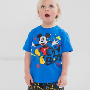 Disney Mickey Mouse Little Boys 3 Piece Set: T-Shirt Tank Top French Terry Shorts 7-8