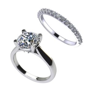 nana jewels 2.00ct pure brilliance zirconia engagement ring wedding set round brilliant cut lucita solitaire silver size 6