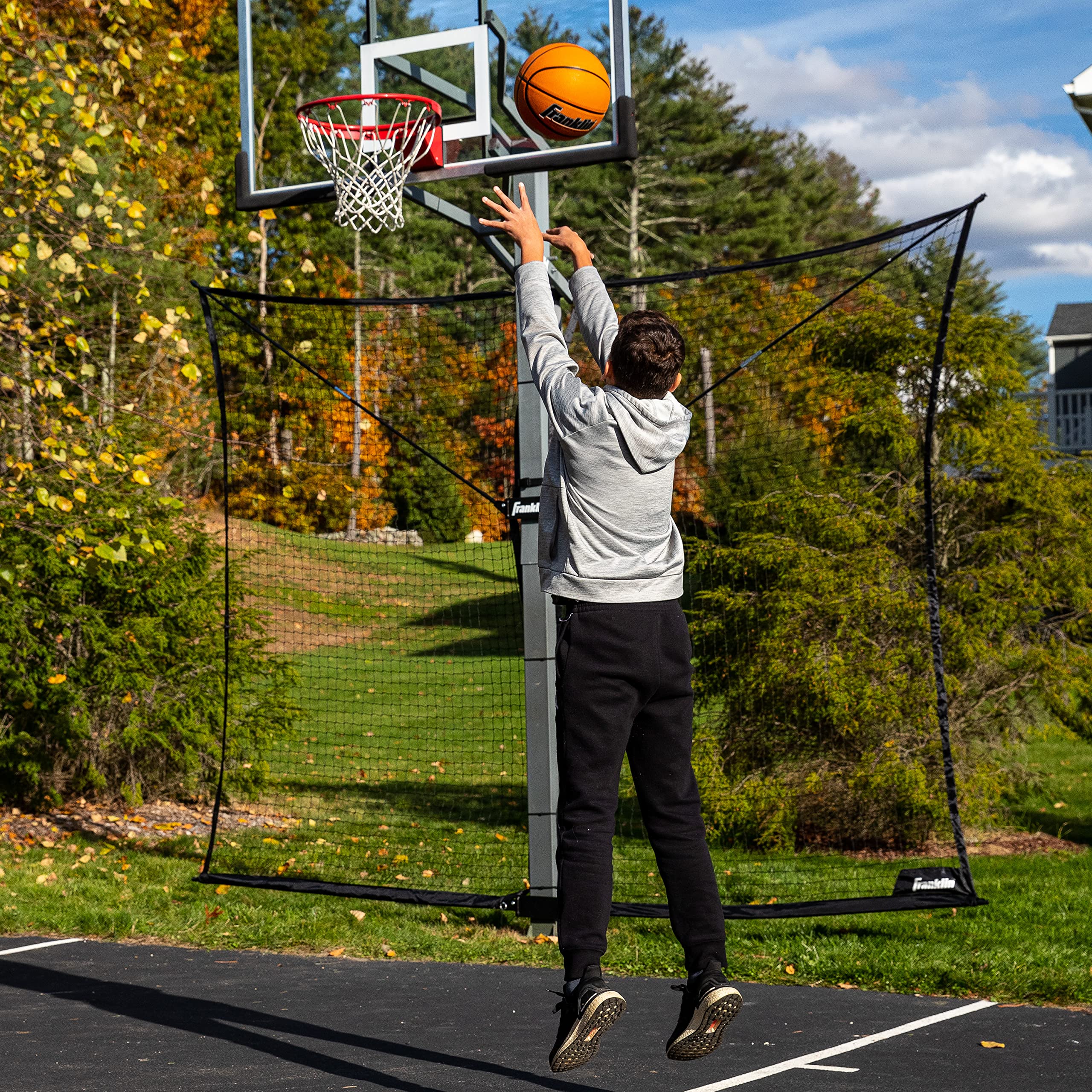 Franklin Sports Defender Net Pro – 10ft. x 8ft. Rebounder – Easily Fold and Quick Install – Defensive Net System, Black