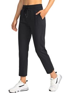 soothfeel women's pants with 4 pockets 7/8 stretch high waisted sweatpants travel athletic work golf pants for women(black, medium)