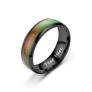 lifashion custom mood ring for men women,stainless steel name date coordinate engraved comfort fit band temperature sensative color changing wedding band mood ring 6mm,size 6-12