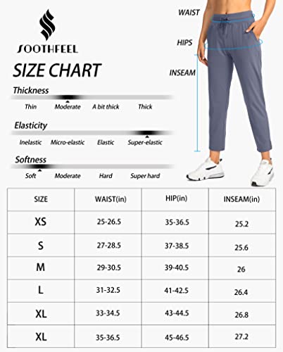 Soothfeel Women's Golf Pants with 4 Pockets 7/8 Stretch High Wasited Travel Athletic Work Pants for Women Dusty Grey