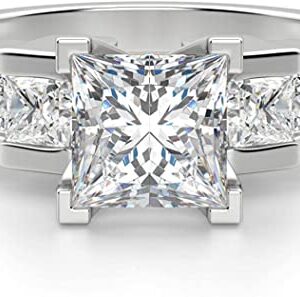 VINSON Cinderella Staircase Princess Cut 3 Ct VVS1 Clarity Colorless Moissanite Diamond 925 Sterling Silver Promise Engagement Wedding Ring for Women (6)