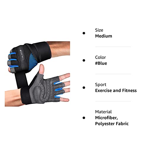 COFIT Breathable Workout Gloves, Antislip Weight Lifting Gym Gloves for Men Women with Wrist Wrap Support, Superior Grip & Palm Protection for Weightlifting, Fitness, Exercise, Training - Blue M