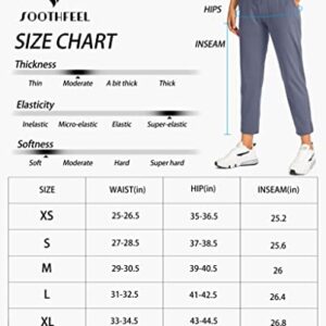 Soothfeel Women's Pants with 4 Pockets 7/8 Stretch High Waisted Sweatpants Travel Athletic Work Golf Pants for Women(Black, X-Small)